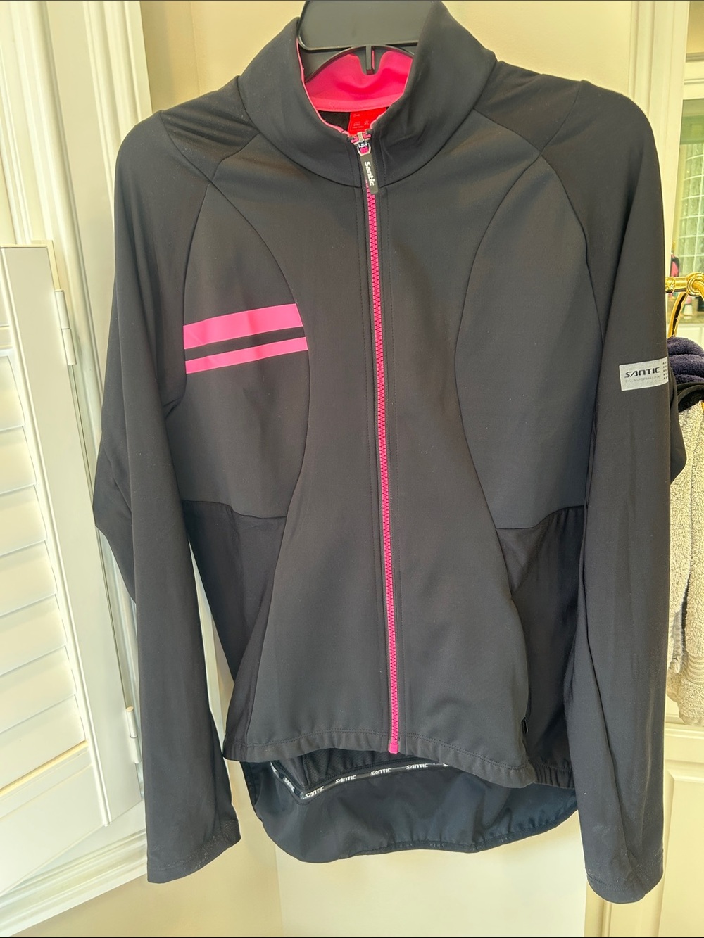 Santini Women's Black Cycling Jacket with Pink Accents